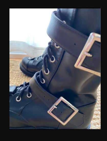 Buty glany trapery gotica rock metal z klamra wysokie rozmiar 39 skora