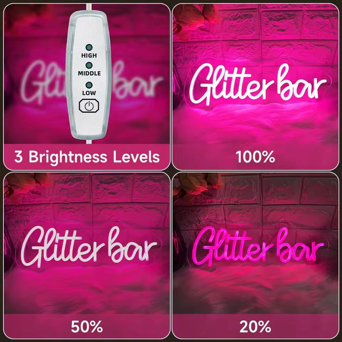 Glitter Bar Neon Led Sign Night Club Bar Party Room Decorazione