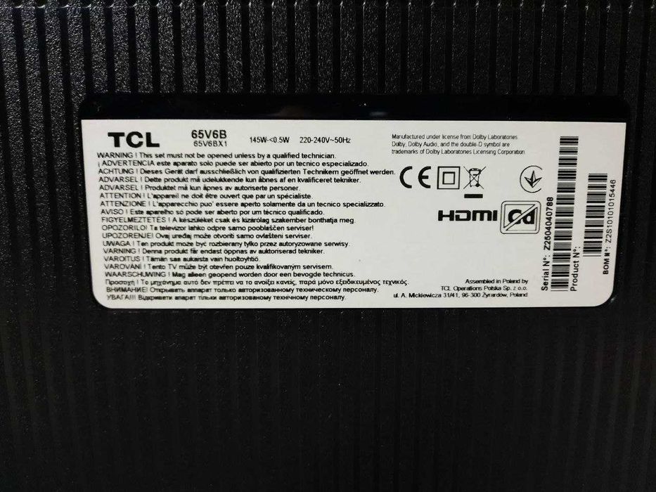 65" Безрамочний TCL GoogleTv Смарт Український 65V6B з Німеччини Новий