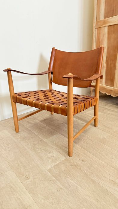 Oryginalny fotel safari Rudolf Hörn Mid-Century vintage lata 60 70