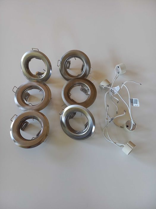 Oczka sufitowe oprawki halogenowe x6 szt  chrom 12V