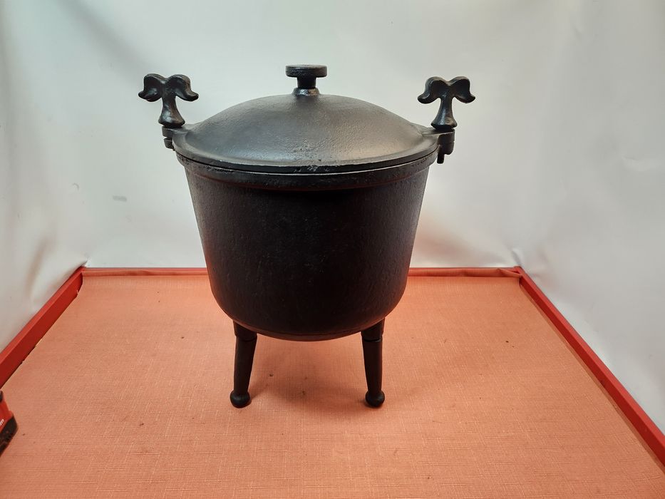 Masywny Kociołek Żeliwny Myśliwski 15kg (15L) | Po Renowacji Gwintów | Czysty