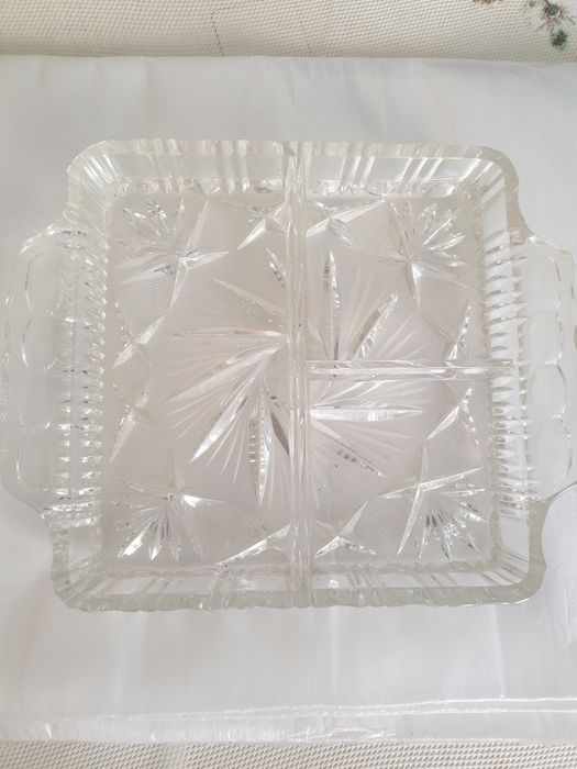 Kryształowa patera na przekąski. Kolekcja PRL.