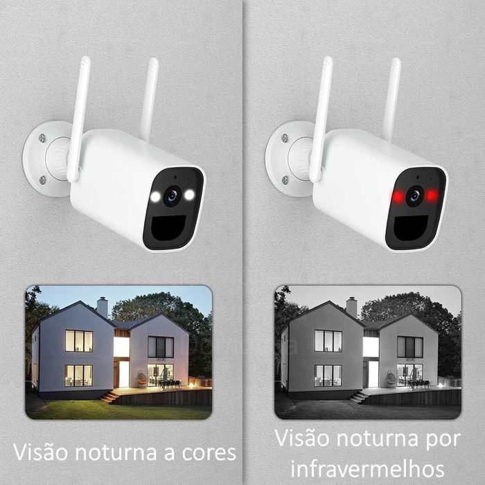 Câmara Vigilância/Painel Solar /3MP /WiFi/Visão Noturna a Cores a 20M