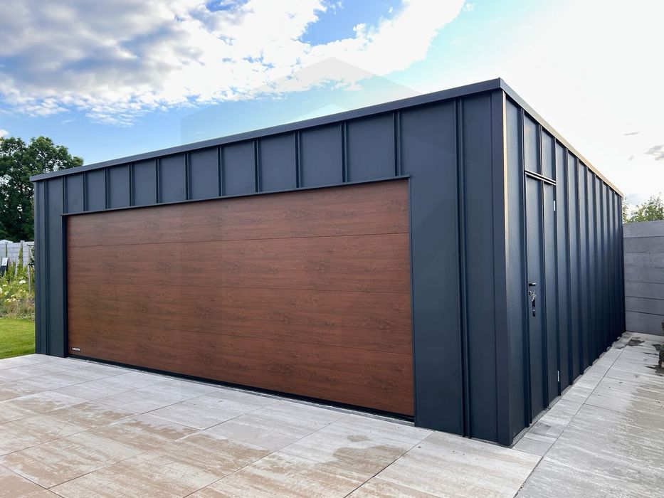 Garaż blaszany CAŁA POLSKA 6x6 9x6 8x6 6x5 6x5,8 grafit na rąbek T-PANEL