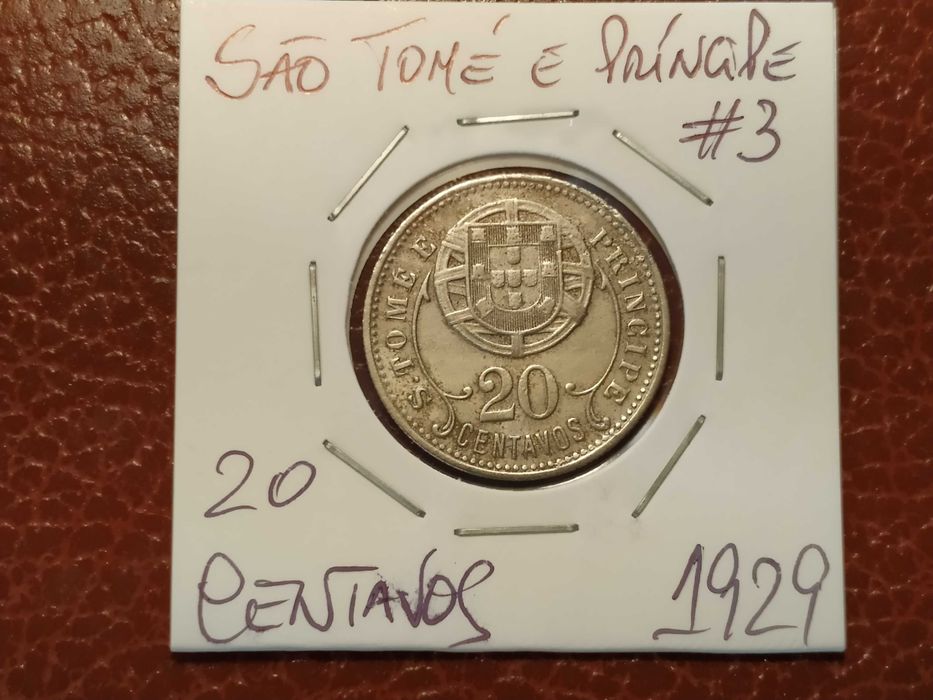 A51 moeda de 20 centavos de 1929 de São Tomé e Príncipe