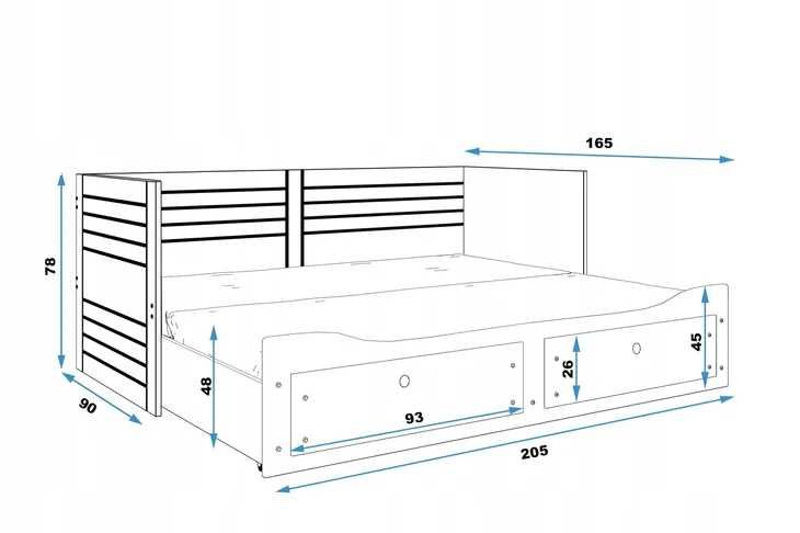 Łóżko rozkładane Hermes + Materace 80x200+szuflady