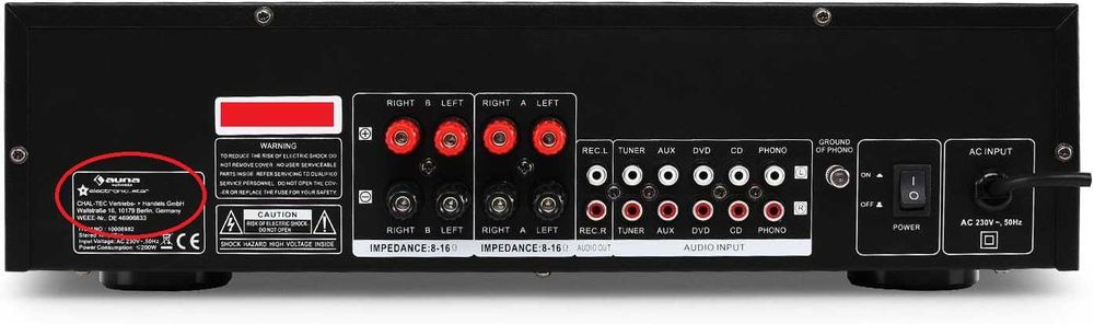 Colunas-Amplificador-CD player da marca alemã AUNA