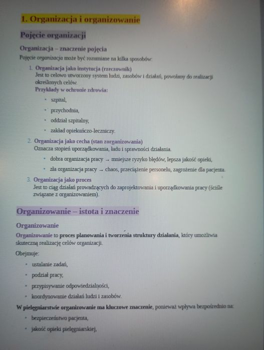 Notatki organizacja pracy pielęgniarskiej pdf