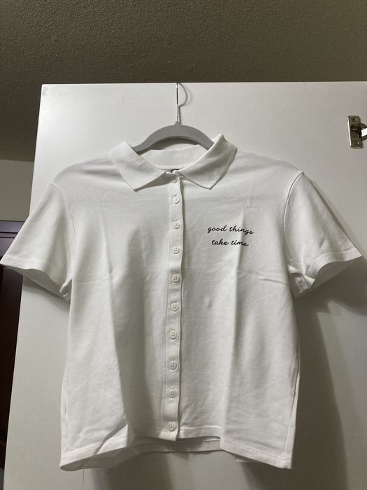 Biała koszulka bluzka polo rozmiar L SinSay