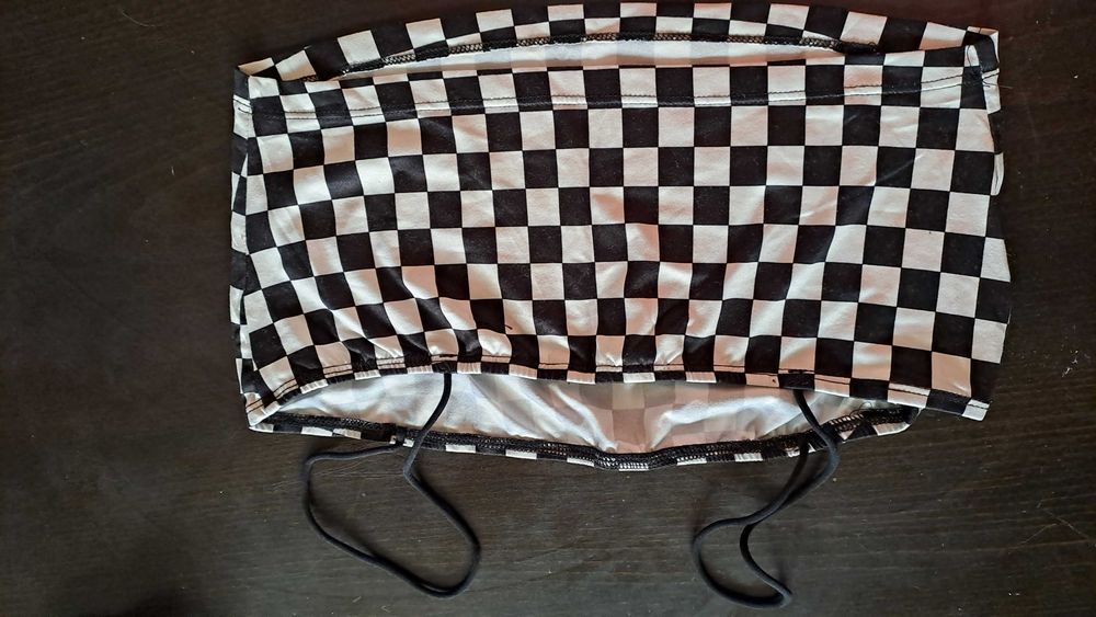 2 topy w kratke biało-czarne Shein r. S/M