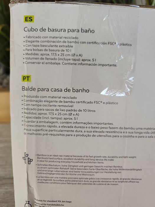 Balde lixo WC novo