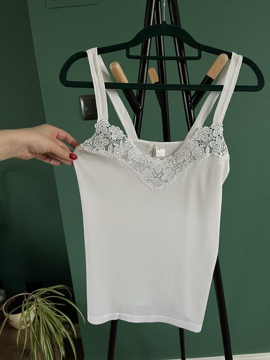 Podkoszulek bluzka piżama top bezrękawnik bawełna biała naturaline