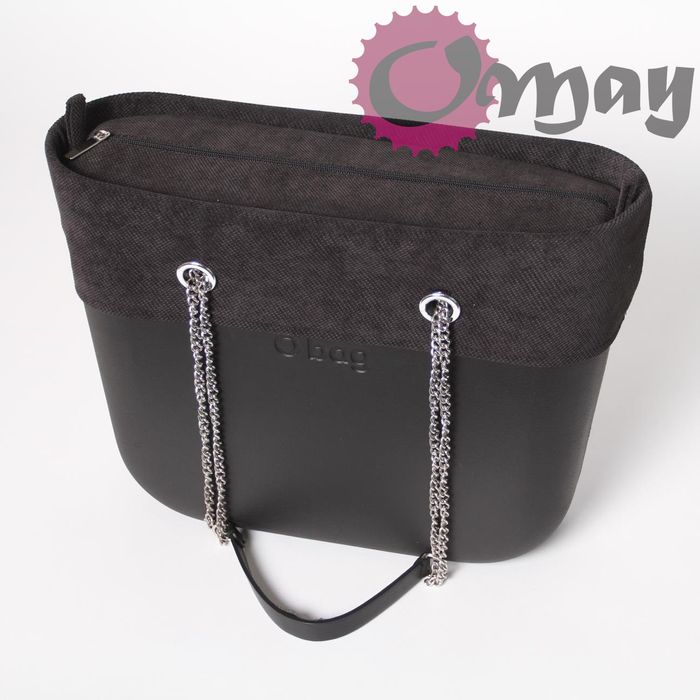Czarny organizer do OBAG STANDARD +OPASKA welur struktura czarny OMAY