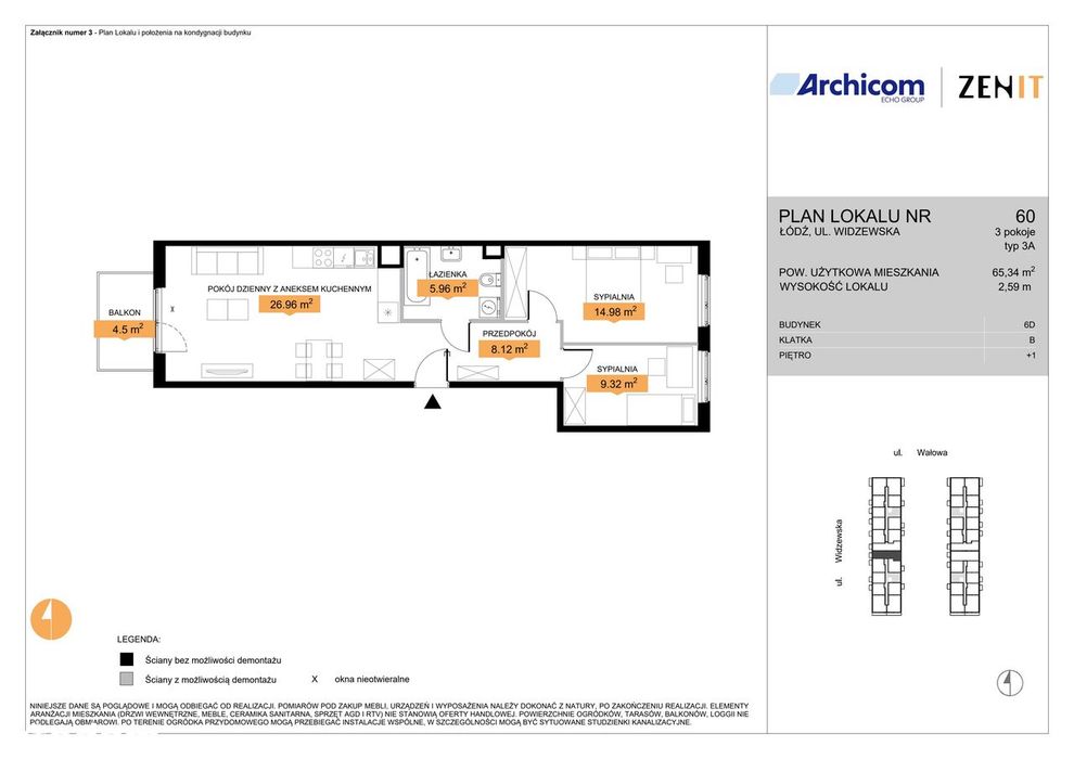 3-pokojowe mieszkanie 65m2 + balkon