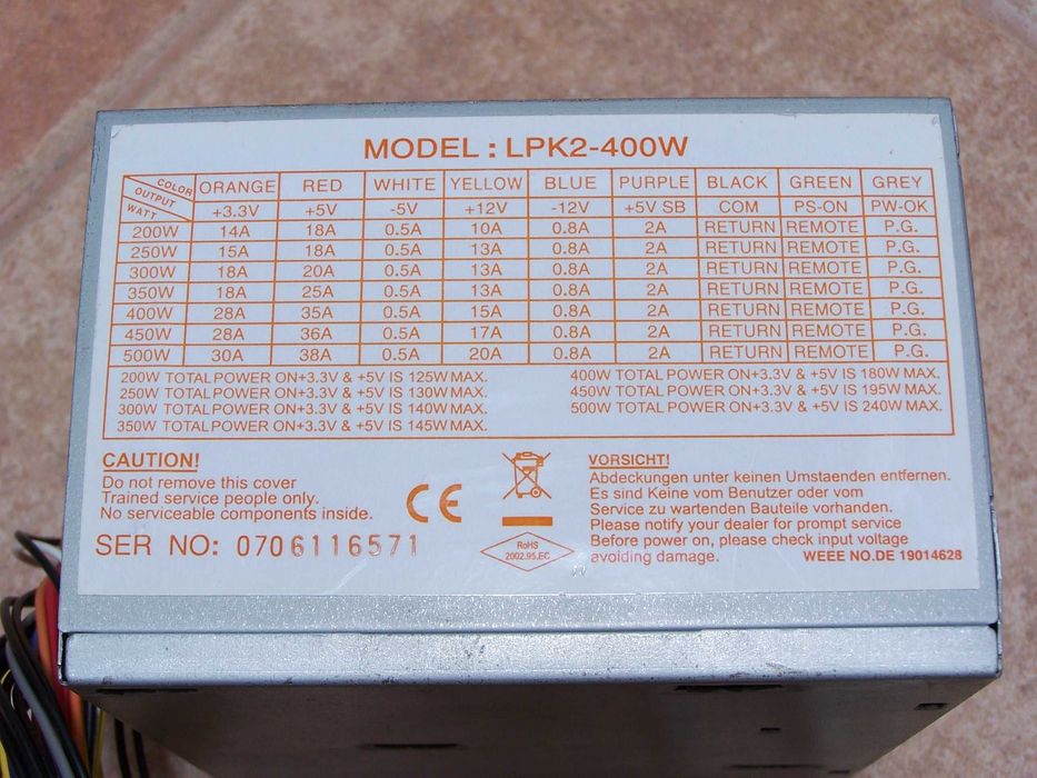 ATX12V 24 pin PSU PC tower switching power supply64172193568130121