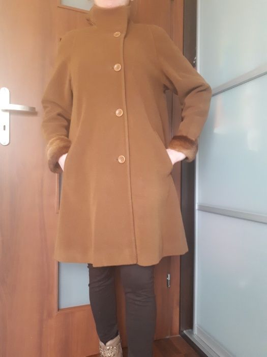 Płaszcz damski Franco Callegari brązowy, rozmiar 38, oversize