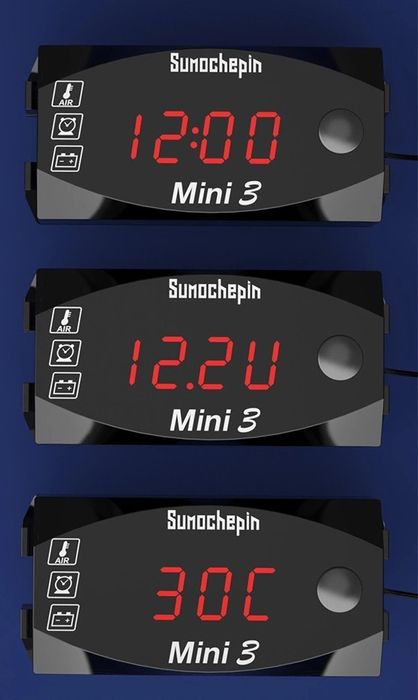 Вольтметр+Термометр+Годинник 12v для мотоцикла скутера авто 3в1 мото