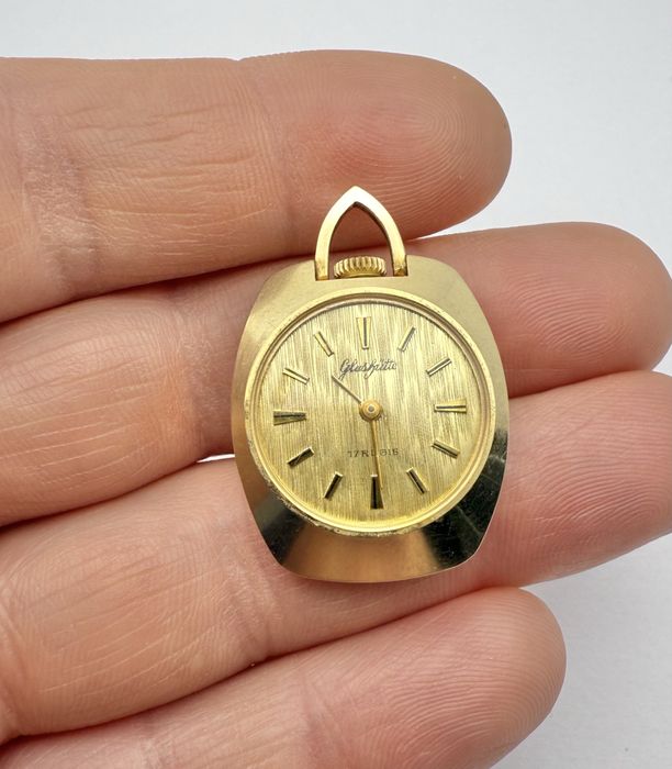 Pozłacany Damski zegarek wisiorek Glashutte