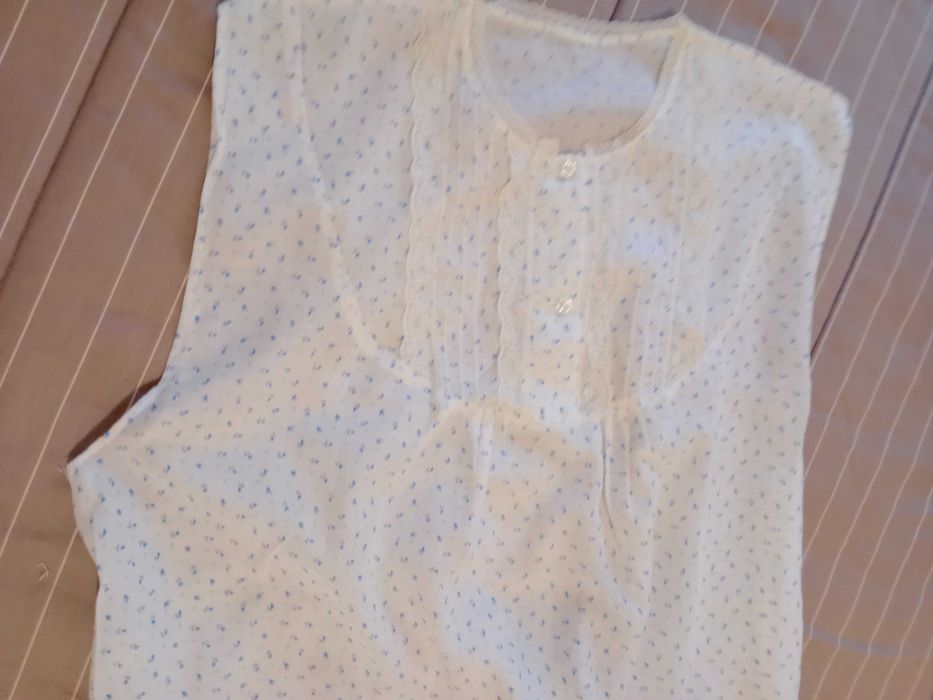 Camisa Dormir, manga cacada folhos e abertura peito + Bolsa - Novo