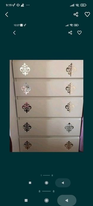 Naklejki dekory lustrzane srebrne błyszczące Glamour 10 sztuk nowe