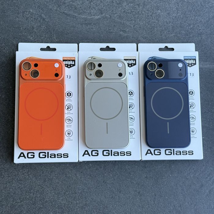 Чохол iPhone 13 | 14 Ag Glass матовий скляний з MagSafe дизайн айфон 17. Чехол айфон 13 | 14 в стиле айфон 17 из защитой камер