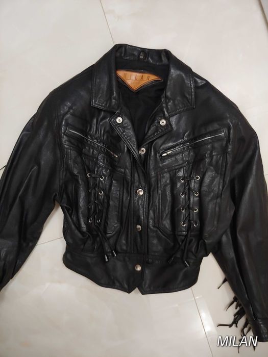 Мотокуртка байкерська з бахромою для дівчинки натуральна шкіра