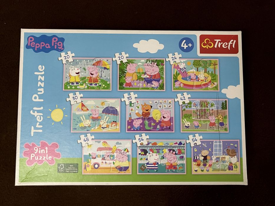 Набір пазлів Trefl Peppa Pig 9 в 1+подарунки (пазл і розмальовка)