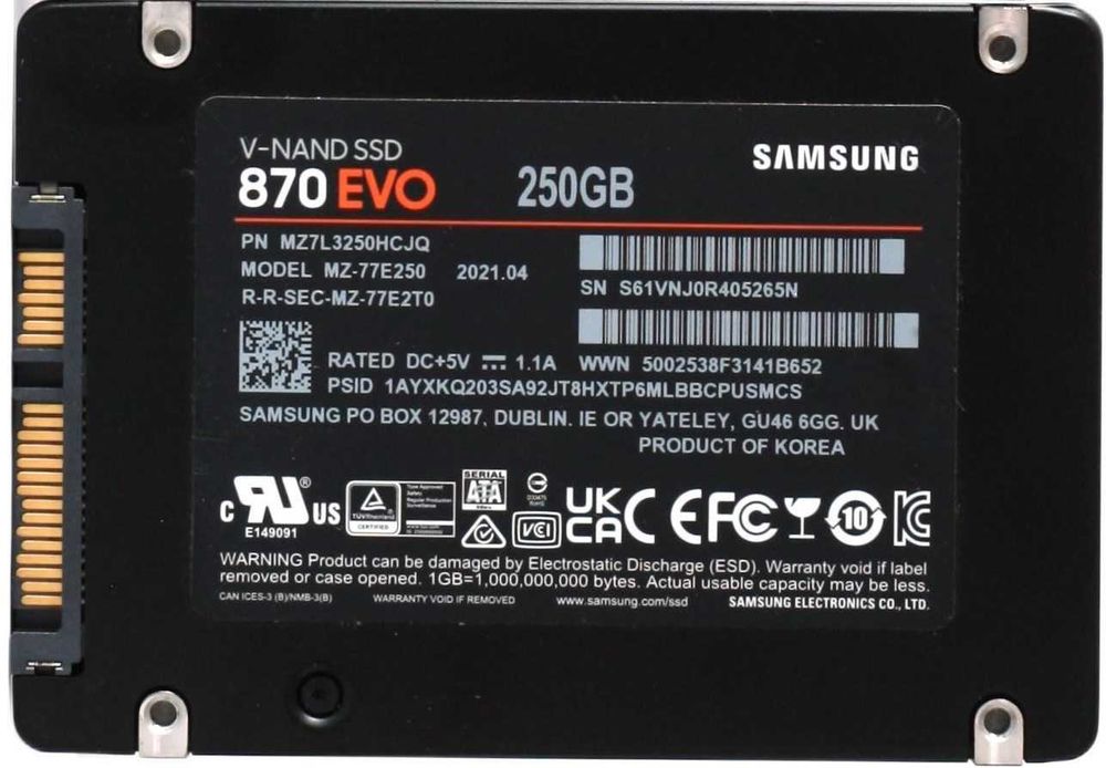 Накопичувач 2,5" SSD 250GB Samsung 870 EVO (MZ-77E250)
