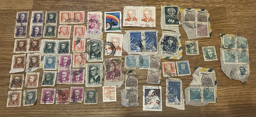 Lote - selos Brasil usados 1940-1986 c/ pares e blocos