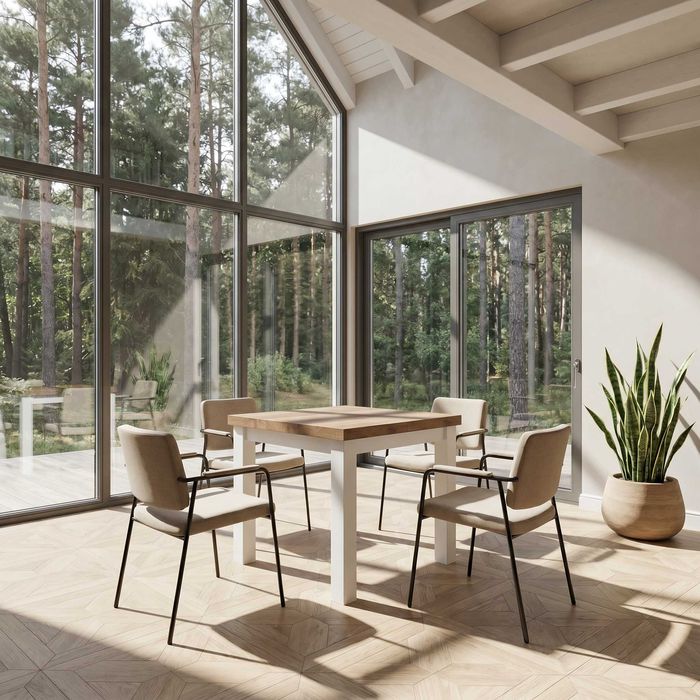 Stół Kwadratowy Loft Rozkładany Na Wymiar Nogi 8x8 Drewniane Do Jadalni/Salonu/Kuchni