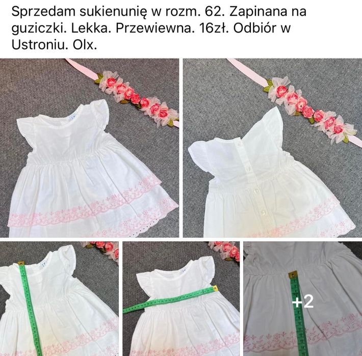 2 Sukieneczki niemowlęce. Wizytowe. Chrzest! Na sesje. 62