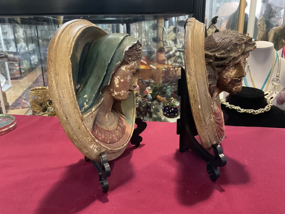 Placas virgem mary 1940 ítaly 17 cm chalkware