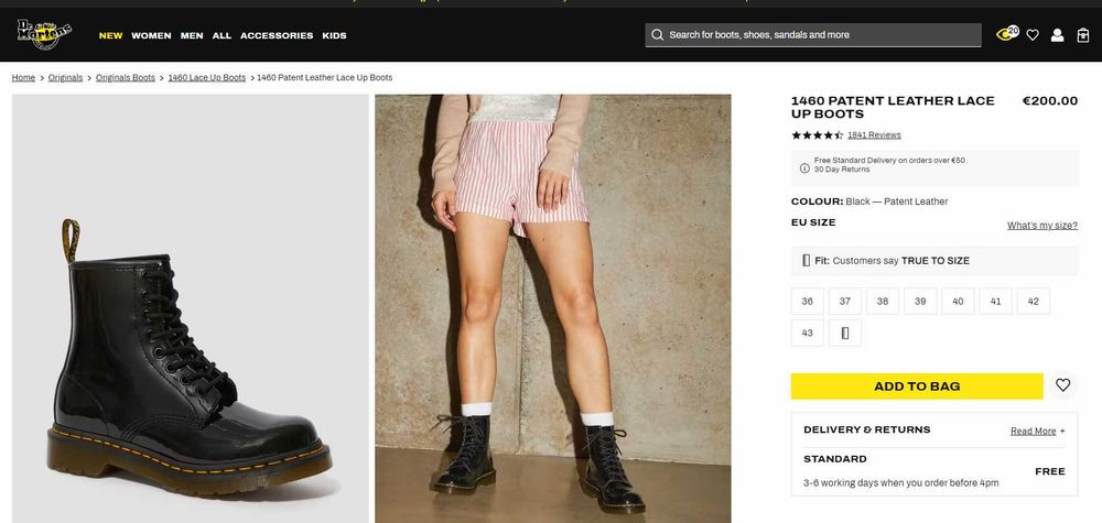 1460 Woman's patent leather lace up boots vegan (tamanho 38)