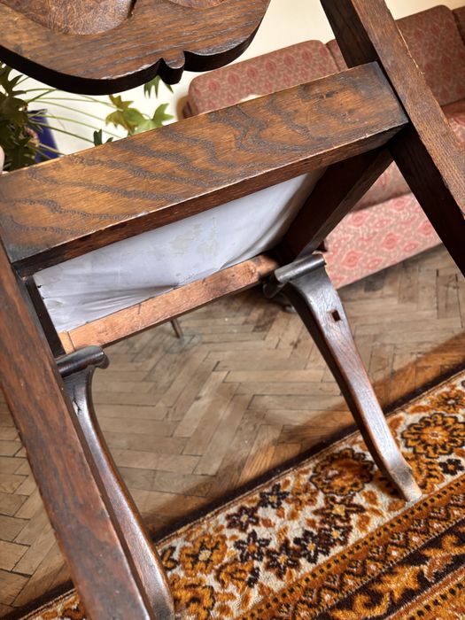 Komplet 6 unikatowych krzeseł dębowych antyk vintage retro lata 20