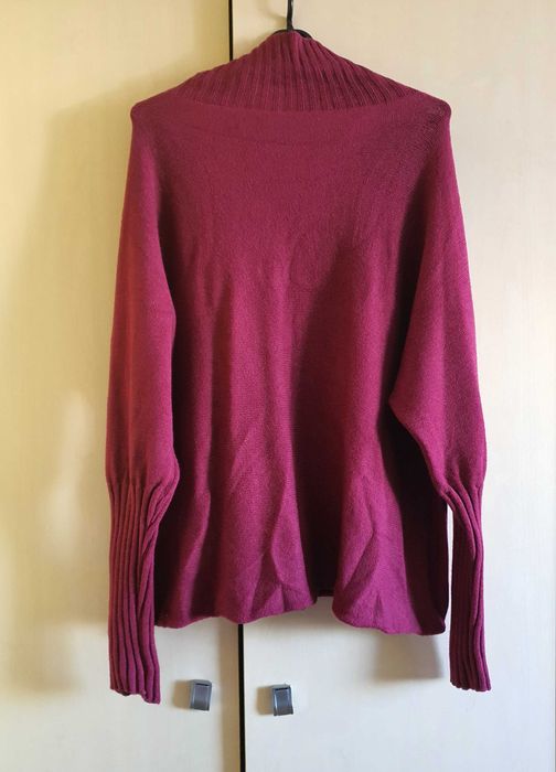 Sweter bordowy bordo oversize złoty z przodu