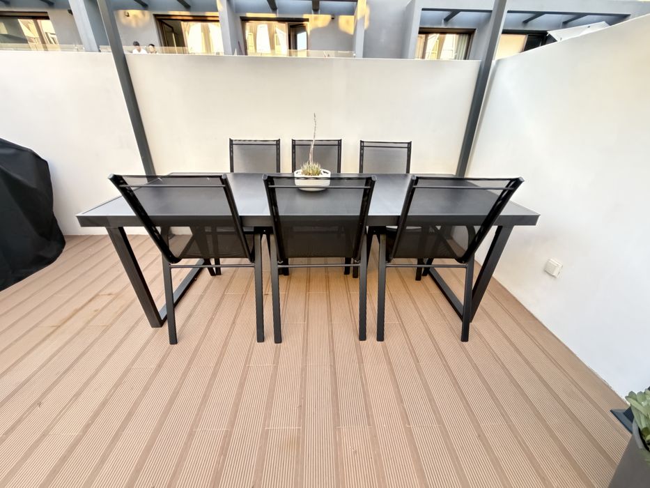 Mesa de Refeição para Exterior/Jardim (Mesa) - cinz esc, 224x93 cm