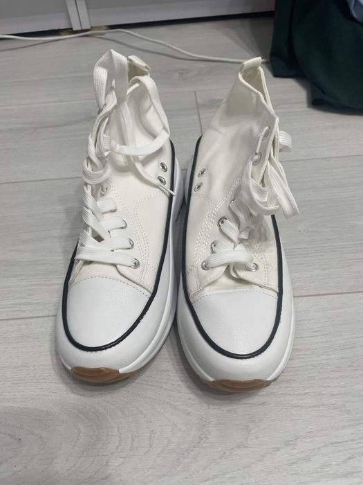 Женские белые кеды на платформе, 41 размер