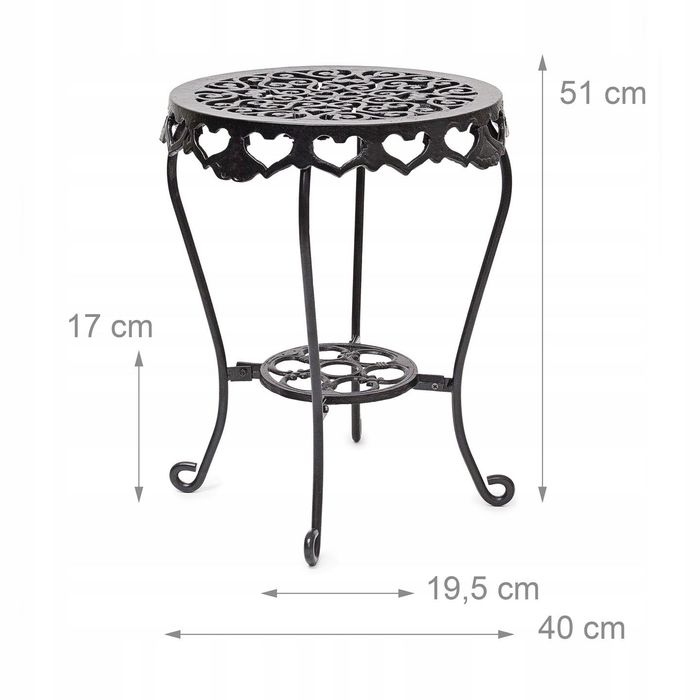 Relaxdays stojak kwietnik 51 x 40 x 40cm, żeliwny kwietnik ogrodowy