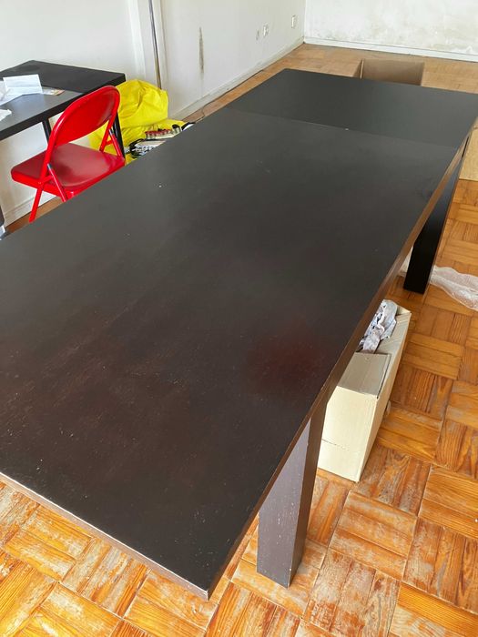 Mesa de jantar, madeira wengué, extensível, 160(220)x90