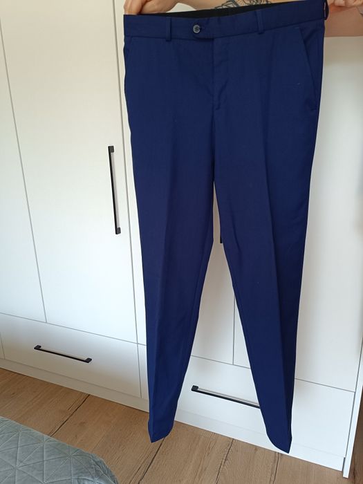 Granatowe spodnie męskie do garnituru Pako Lorente