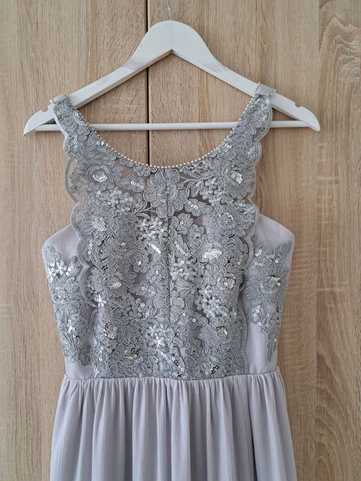 Sukienka maxi szaro-srebrna wieczorowar r.M/L