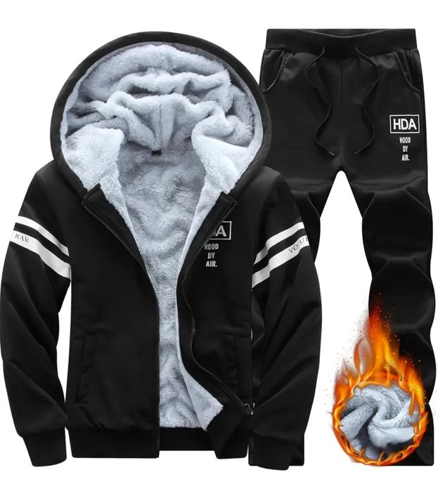Зимний мужской теплый спортивный костюм с мехом