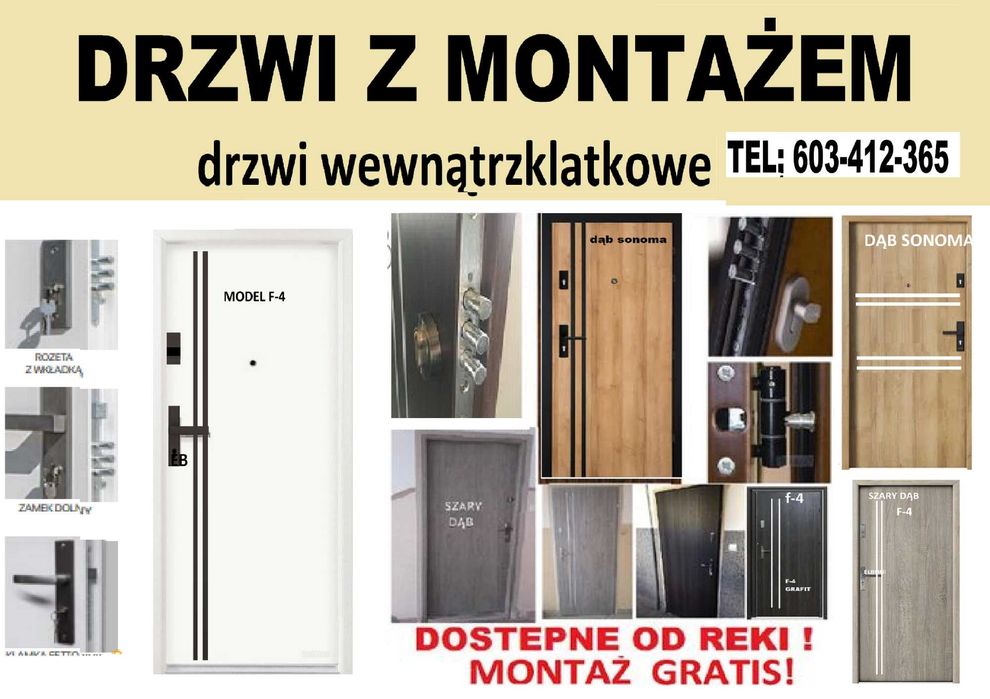Solidne drzwi zewnętrzne WEJŚCIOWE z montażem, POLSKIE