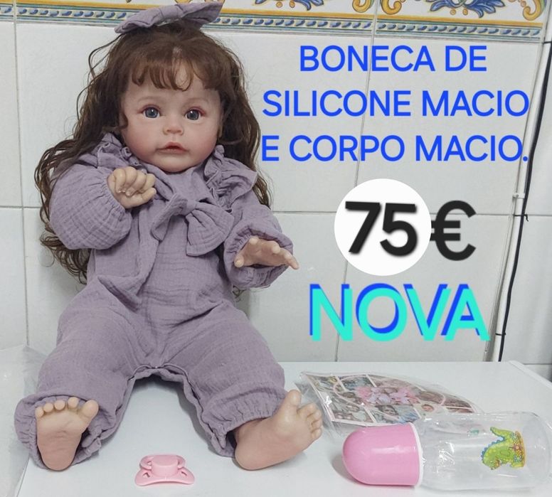 BONECA REAL MAÇIA 60CM. Casa,Quarto,Sala,Didático,Cozinha,Aniversário.