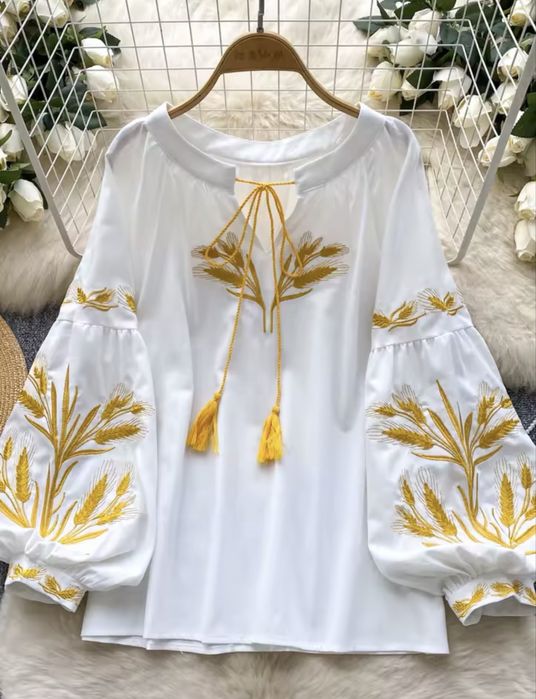 Вишиванка біла колоски