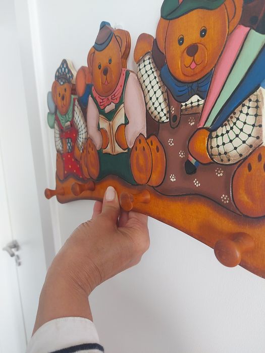 Cabide quádruplo de Madeira - 3 Ursinhos