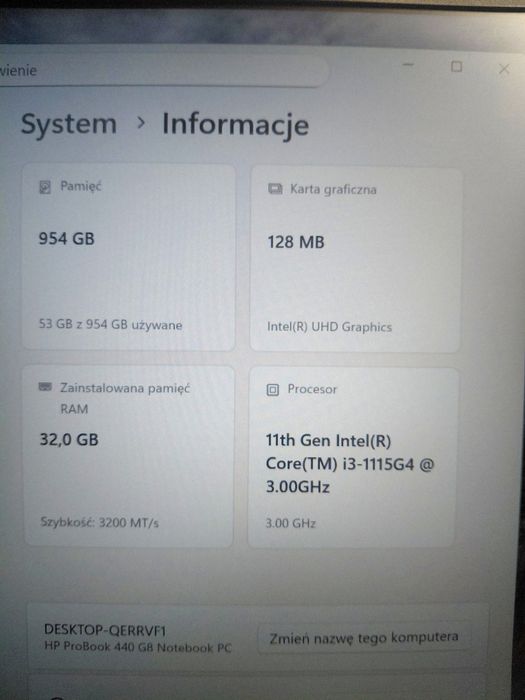 Laptop HP ProBook 440 G8 | i3-1115G4 11 gen | 32GB RAM | 1TB SSD NVMe