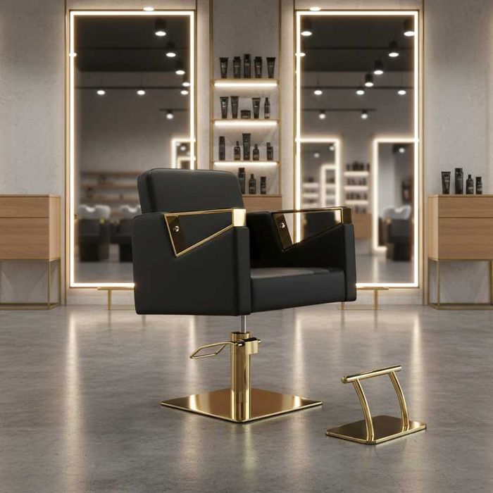 Перукарське крісло TOMAS Gold на гідравліці з підставкою для ніг Нові