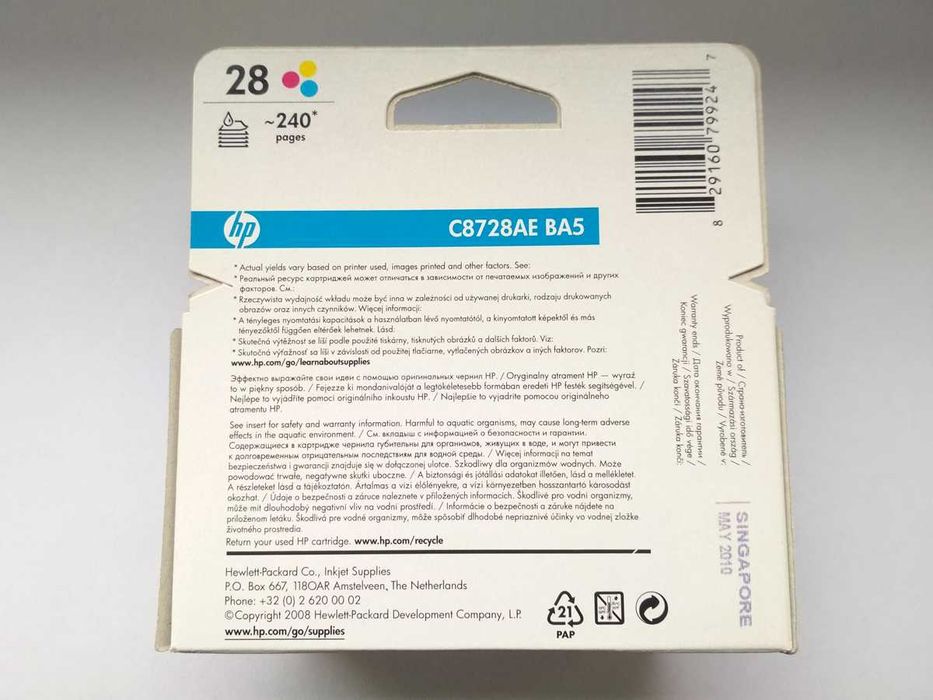 Nowy oryginalny tusz cartridge HP 28 C8728AE BA5
